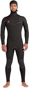 Body Glove Men's Red Cell 4/3mm Chest-Zip Hooded Full Wetsuit (Black, XLS)