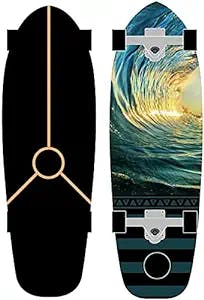 Skateboard for Beginners Kids Cruiser Surfskate Carver 75 23cm Fancy Board Complete 7 Layer Maple Wood Deck for Teenagers Adults, ABEC-9 Bearings, All-in-one Skate T-Tool, 78A Wheels