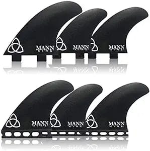 Mannkine Tri-Quad Medium Surfboard Fins, Apex Series (Set of 5)