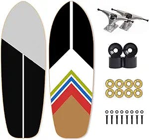 Professional Maple Wood Pumpping Skateboard for Beginners Adults Children Teens 75x24cm Complete Board Carver Surfskate for Kids Boys Girls, 7 Layer Maple Wood Longboard, ABEC-11 Bearing, CX4 Truck