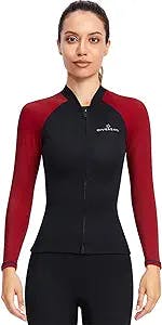 Wetsuits Top Jacket for Women Men 1.5mm Neoprene Long Sleeve Front Zip Keep Warm Stretch Wetsuits for Snorkeling Scuba Diving Canoeing Kayaking Surfing Swimming