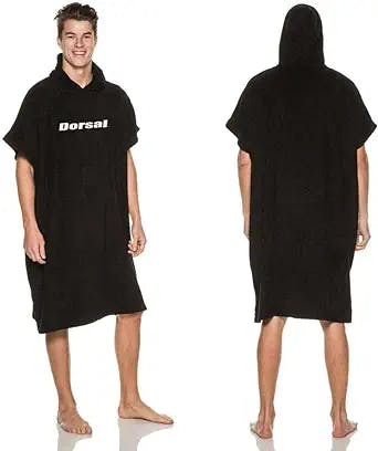 DORSAL Thick Microfiber Surf Poncho Robe for Wetsuit Changing Towel Black