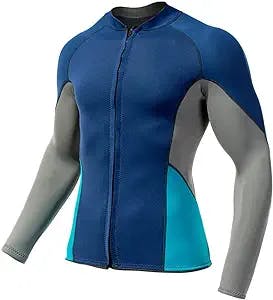 Men’s 3mm Wetsuits Top Jacket Long Sleeve Neoprene Cold Water Swimsuit for Surf Ocean Sports Training Swimming Aerobics