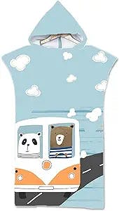 QIUMIN Hooded Beach Towel Microfiber Cartoon Printed Changing Robe Poncho Surf Towel Swimming Outdooor Bathrobe Wetsuit for Surfer Swimmer One Size Fit Color9, Size : Other