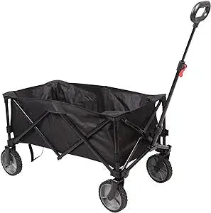 SXTEEN Folding Wagon Cart, Portable Large Capacity Beach Wagon, Heavy Duty Utility Collapsible Wagon with All-Terrain Wheels, Outdoor Garden Cart Foldable Wagon for Sports, Shopping, Camping(Black)