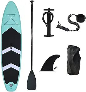 Inflatable Standup Paddle Board Surfboard Water Sport Kayak Surf Set with Paddle Board Tail Fin Foot Rope Inflator and Carrying Bag