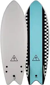 Catch Surf 5'6 Retro Fish Twin Fin Soft Top Surfboard White/Blue
