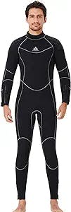 5MM Thick Neoprene Women Men Full Body Wetsuit Keep Warm Cold Water Diving Suits UV One Piece Long Sleeve Back Zip Swimwear for Surfing/Scuba/Snorkeling/Swimming