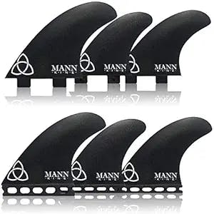 Mannkine Tri-Quad Large Surfboard Fins, Apex Series (Set of 5)