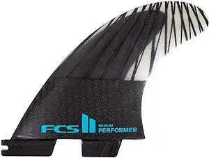 FCS II Performer Performance Core Carbon Tri Fin Set - Black/Teal - L