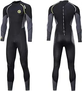 Ultra Stretch 3mm Neoprene Wetsuit, Back Zip Full Body Diving Suit, one Piece for Men-Snorkeling, Scuba Diving Swimming, Surfing