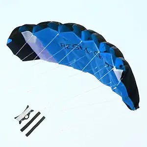 Besra Huge 74inch Dual Line Parachute Stunt Kite with Flying Tools 1.9m Power Parafoil Kitesurfing Training Kites Outdoor Fun Sports (Blue)