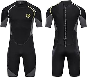 Wetsuit Shorty for Men 1.5mm/3mm Neoprene Back Zip Wetsuit Spring for Diving Surfing Snorkeling Swimming