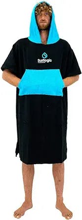 Surflogic Poncho/Changing Robe - Black/Cyan: The Ultimate Surf Captain's Co