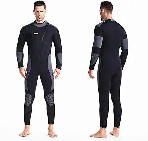 ZCCO Men’s Wetsuit Ultra Stretch 5mm Neoprene Swimsuit, Front Zip Full Body Diving Suit, one Piece for Snorkeling, Scuba Diving Swimming, Surfing