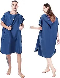 MUTAO Surf Poncho Changing Robe Towel with Box, Microfiber Women Men Changing Ponchos Surfer Robe for Surfing, Swim, Beach as Gifts（One Size Fit All）