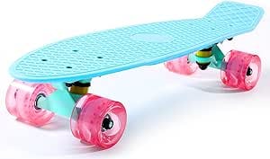 Cruiser Skateboard for Kids Ages 6-12 Completed Skateboards for Girls Boys Beginners, Gift Idea Mini 22" Plastic Skate Board