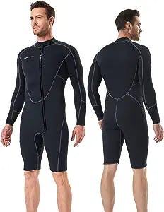 Seaskin 3mm Long Sleeve Shorty Wetsuit for Mens