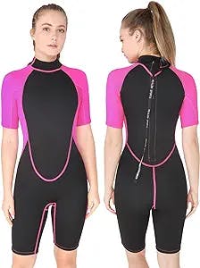 REALON Shorty Wetsuit Women and Men 3mm, 2mm Short Sleeves Neoprene Surfing Wet Suits, Adult Shortie for Snorkeling, Kayaking, Boarding, Swimming