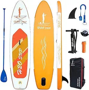 H2OSUP Inflatable Stand Up Paddle Board 10'6''/10' × 30" × 6" with Premium SUP Paddle Board Accessories & Backpack, Ultra-Light, Wide Stable Design, Non-Slip Deck for Youth & Adults