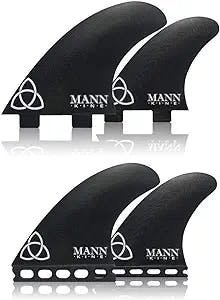 Naked Viking Surf Mannkine Quad Medium Surfboard Fins, Apex Series (Set of 4)