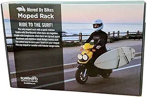 MBB Moped Surfboard Racks, by Moved By Bikes, Compatible with Mopeds or Electric Bikes with Tubular Cargo Racks, Longboards Shortboards SUP