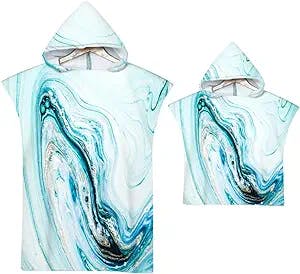 Hooded Surf Poncho Changing Robe for Kids Adults Men Women, Quick Dry Microfiber Beach Towel Wetsuit Changing Towel Swimming Surfing Equipment for Beach Surfing Swimming Robe