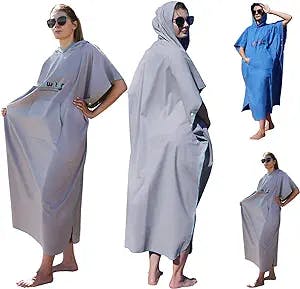 FunWater Surf Poncho Change Towel Robe Cloak with Hood and Inside Pocket,Changing Towel Poncho Quick Dry for Surfing Beach Swimming Outdoor