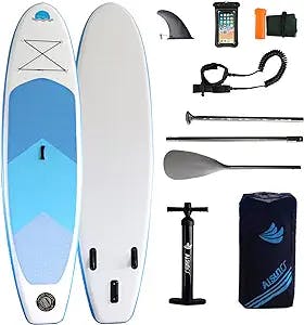 AISUNSS Inflatable Paddle Board for Adults, Inflatable Stand Up Paddle Boards with Premium SUP Board Accessories & Carry Bag, Wide Stance, Non-Slip Deck, Leash, Paddle and Pump