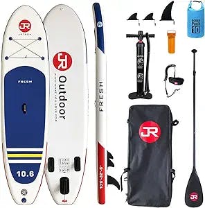Jrtron Inflatable SUP Stand Up Paddle Boards, 10'6"x32"x6" with Full Set Premium SUP Accessories, Stable Paddling Fresh Design for Beginners