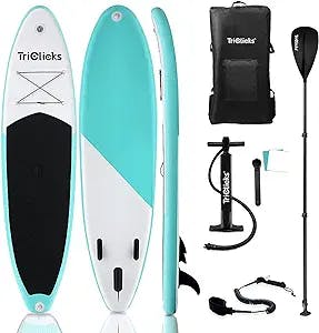 SUDOO 10ft Inflatable Stand Up Paddle Board SUP Board Inflatable SUP Surf Board with Non-Slip Deck w/ Accessories Backpack,Leash,3 Fins,Paddle,Pump,Repair Kit for Adult Beginner Surfing Fishing Yoga
