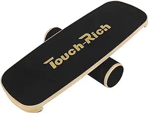 TOUCH-RICH Wooden Surf Balance Board Sports Trainer-Board Exercise for Fitness with Roller- For Surf,Ski & Skateboarding-Sculpt & Build Core Stability