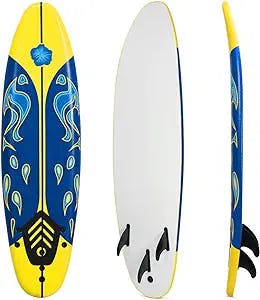GYMAX Surfboard, 6FT Stand Up Paddle Board with Removable Fins & Safety Leash, Lightweight Non-Slip Paddle Board for Teenagers, Adult, Beginners
