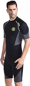ZCCO Men's Shorty Wetsuits 1.5mm Premium Neoprene Back Zip Short Sleeve for Scuba Diving,Spearfishing,Snorkeling,Surfing