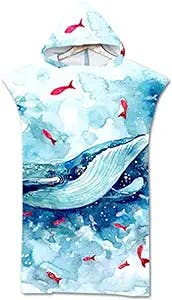 QIUMIN Ocean Style Hooded Bath Beach Towel Microfiber Wetsuit Changing Robe Poncho Surf Towel for Swimming Pool Beach Outdooor Bathrobe for Surfer Swimmer One Size Fit C, Size : 75x110cm