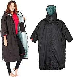 WTYYC Surf Changing Robe Outdoor Coat Fleece Lined Jacket to Keep Warm and Dry Oversized Poncho Coat Swimming Surf Beach (Color : Black Blue M)