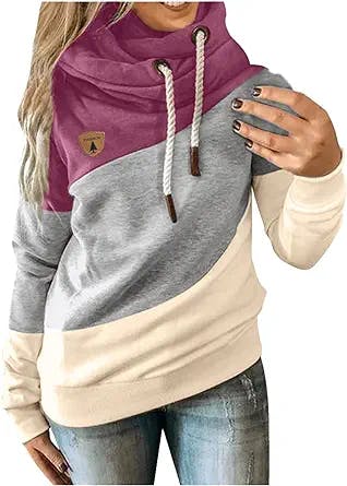Womens Long Sleeve Button Up Hooded Sweatshirt Tops Stylish V Neck Drawstring Hoodies Casual Loose Pullover
