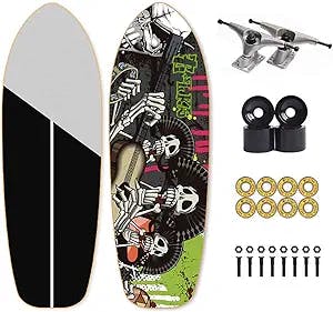 Carving Skateboard Carver Surfskate for Teens Adults Beginners and Professionals, 7 Layer Maple Wood Pumpping Complete Skateboard Deck for Kids Boys Girl, 75×24cm, ABEC-11 Bearings, CX4 Truck 6 in