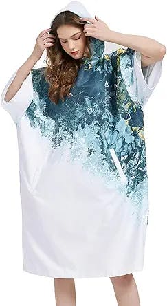 NU-JUNE Surf Changing Poncho Robe with Hood Pocket Quick Dry Beach Swimming Summer Robe Surfing Diving Adult Women Men