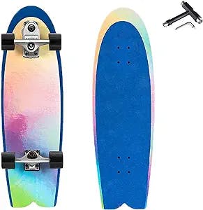 FOVKP 32 Inch Fishtail Surfskate Carver Skateboard Professional, P7 Truck Carving Skateboards with ABEC-11 Bearing, Maple Surfing Skate Board Cruiser with T-Tool, for Teenagers, Adults, Beginners