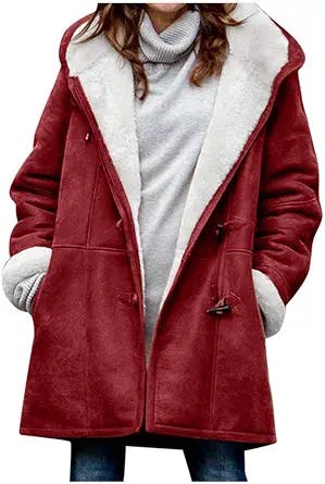 SNKSDGM Zip Up Hoodies for Women Sherpa Fleece Zipper Jackets Warm Winter Long Sleeve Shaggy Sweatshirt Coat Overwear with