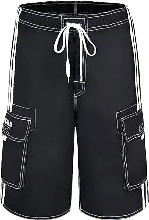 Nonwe Men's Beachwear Board Shorts Quick Dry with Mesh Lining Swim Trunks
