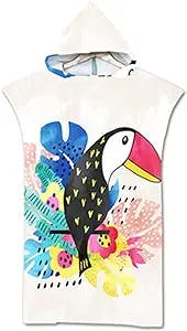 QIUMIN Summer Holiday Hooded Beach Towel Microfiber Changing Robe Surf Poncho Towel for Swimming Beach Tropical Birds Bathrobe Wetsuit for Surfer Swimmer One Size Fit All