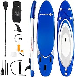 AUGESTER 10‘/10.5‘/11’ Inflatable Lightweight Stand up Paddle Board, Premium Yoga Board W/ Durable SUP Accessories, with Fins, Carrying Bag, Non-Slip Deck, Adjustable Paddle & Hand Pump, Wide Stance