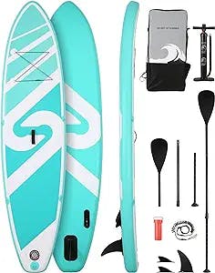 Inflatable Paddle Board Stand Up Paddle Board Inflatable Paddleboard SUP Board with Premium Full Accessories 120"x30"x6" for Youth & Adults Have Fun in Oceans, River and Lakes