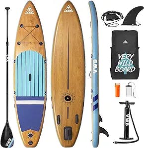 VWB Inflatable Stand Up Paddle Board (11'×33"×6") with SUP Accessories & Backpack Non-Slip Deck Waterproof Bag Adjustable Paddle Hand Pump Leash Caudal Fin Repair Kit for Youth & Adult