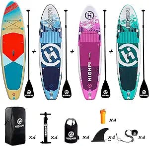 Highpi Inflatable Stand Up Paddle Board 11'/10'6''/x33''/32''x6''W Premium SUP Accessories & Backpack, Wide Stance, Surf Control, Non-Slip Deck, Leash, Paddle and Pump, Standing Boat for Youth & Adult