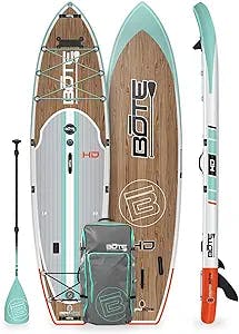 BOTE HD Aero Inflatable Stand Up Paddle Board, Blow Up iSUP with Paddle, Travel Bag, Adults Kida Family Friendly, 11 FT 6 in Size in Multiple Color Options