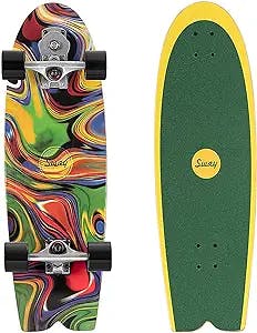 VOMI Surfskate 32" Land Surfing Skateboard P7 Truck (Bidirectional Steering Thruster + INDY) ABEC-11 Bearing, 32×10 inches 7-Layer Maple Complete Board, for Pumpping Carving