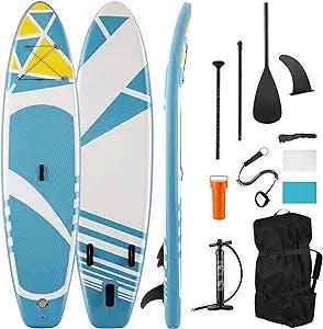 Plohee Inflatable Stand Up Paddle Board 10ft SUP Paddle Board for Adults & Youth with Premium Accessories, Adjustable Paddle, Travel Backpack